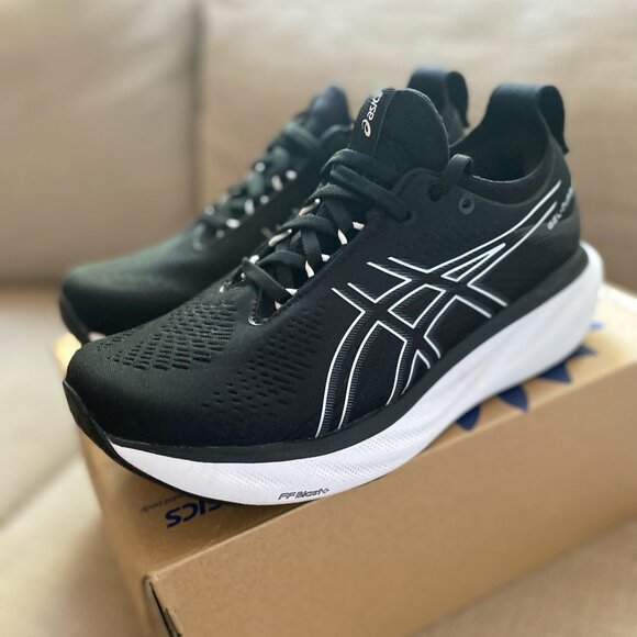 ASICS Gel Nimbus 25 Women’s 8 Wide Running Shoes Pure Black/Silver - Picture 2 of 6